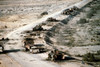 Iraqi Armored Personnel Carriers Tanks And Trucks Destroyed In A Coalition Attack Along A Road In The Euphrates River Valley During Operation Desert Storm. March 4 1991 History - Item # VAREVCHISL023EC168