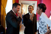 St. Louis Cardinals First Baseman Lance Berkman With President Barack And Michelle Obama. The Cardinals Were Welcomed To The White House To Honor Their 2011 World Series Victory History - Item # VAREVCHISL039EC657