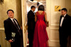 President And Michelle Obama Make Their Entrance At The Annual Alfalfa Dinner At The Capital Hilton Hotel Washington D.C. Michelle Wears A Red Lace Red Gown By Peter Soronen. Jan. 31 2009. History - Item # VAREVCHISL025EC117