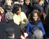 Michelle Obama And Daughters Malia And Sasha Arrive At The U.S. Capitol For President Obama'S Inauguration. Washington D.C. Jan. 20 2009. Michelle Wears A Lemongrass Suit By Isabel Toledo. History - Item # VAREVCHISL026EC174