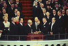 Vice-President Elect Spiro Agnew Takes The Oath Of Office From Senate Minority Leader Everett Dirkson. Also Pictured Are Lyndon Johnson Richard Nixon Hubert Humphrey Billy Graham. Jan. 20 1969. History - Item # VAREVCHISL032EC164
