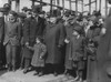 Franklin Roosevelt As Assistant Secretary Of Navy. Roosevelt Is Wearing A Bowler Hat And Holding A Child'S Hand At The Brooklyn Navy Yard For The Keel Laying Of The Uss Arizona On March 16 1914. History - Item # VAREVCHISL032EC072