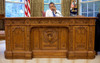 President Barack Obama Sits Behind The Resolute Desk In The Oval Office During A Conference Call On Aug. 19 2009. History - Item # VAREVCHISL025EC163