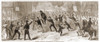 Whiskey Rebellion In Pennsylvania 1795. Mob With Tarred-And-Feathered Tax Collector Riding On Rail. History - Item # VAREVCHISL031EC005