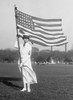 World War 1 Era Us Navy Yeoman In White Summer Dress Holding American Flag History - Item # VAREVCHISL043EC301