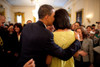 President Obama Whispers Into Michelle'S Ear During The White House Cinco De Mayo Celebration. Michelle Wears An Acid Green Satin Dress From Mocshino'S 2009 SpringSummer Collection. History - Item # VAREVCHISL025EC103