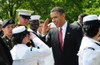 President Obama Salutes A Sailor Following Naturalization Ceremony At The White House. April 23 2009. History - Item # VAREVCHISL027EC295