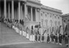 Woman Suffrage Demonstration With Banners At The U.S. Capitol In 1917. View Of Procession Ascending Capitol Steps. History - Item # VAREVCHISL017EC189