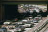 Heavy Rush Hour Traffic As Commuters Drive To Their Suburban Homes From Their Workplaces In Cleveland. Ca. 1973-75. History - Item # VAREVCHISL031EC196