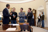 President Obama Meets With His Speechwriters Who Are Working At The White House On Sunday Feb. 6 2011. L To R Obama Jon Favreau David Plouffe And Jonathan Lovett. History - Item # VAREVCHISL027EC104