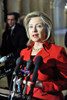 Hillary Clinton Speaking To The Press After Meeting With House Speaker John Boehner To Discuss Proposed Foreign Affairs Budget Cuts That She Described As 'Devastating' To U.S. National Security Interests. Feb. 14 2011. - Item # VAREVCHISL026EC094