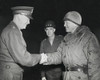 General Dwight Eisenhower Shakes Hands With Gen. George Patton At The Front In 1945. Patton Is In Battle Dress. Gen. Omar Bradley Stands In The Background. History - Item # VAREVCHISL036EC672