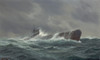 German World War 2 Submarine At Sea. 1943 Painting By German Marine Artist Adolf Bock. History - Item # VAREVCHISL036EC249