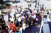 Cuban Migrants At Guantanamo Bay Naval Base Assembling For Their Flight To Homestead Air Force Base Florida Where They Will Be Admitted To The U.S. And Reunited With Their Sponsors. June 14 1995. History - Item # VAREVCHISL024EC282