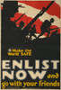 World War 1. U.S. Recruiting Poster Shows Troops With Bayonets Rushing Over A Hill And Reads History - Item # VAREVCHISL034EC810