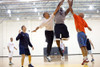 President Barack Obama Attempts To Block A Shot By Personal Aide Reggie Love During A Basketball Game At Fort Mcnair In Washington D.C. Sunday May 16 2010. Secretary Of Education Arne Duncan Left Watches The Play. History - Item # VAREVCHISL025EC248