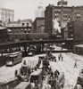 New York City'S Elevated Railroad At Manhattan'S South Ferry In 1899. The Train Was Pulled By A Steam Powered Engine As Trolley Cars And Horse Drawn Wagons Travel On The Street Below. Lc-Usz62-100443 History - Item # VAREVCHISL023EC052