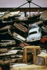 American Cars Crushed For Scrap Steel To Be Recycled Used In The Manufacture Of Steel. Ca. 1973-75. History - Item # VAREVCHISL031EC204