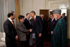 Afghan President Hamid Karzai Stands By As Barack Obama Greets Members Of The Afghan Delegation. President Obama Was At The Presidential Palace To Sign The Strategic Partnership Agreement. Kabul History - Item # VAREVCHISL039EC660