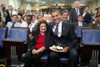 President Barack Obama Presents Cupcakes With A Candle To White House Columnist Helen Thomas In Honor Of Her 89Th Birthday. It Was Also Obama'S 48Th Birthday. Aug. 4 2009. History - Item # VAREVCHISL025EC196