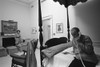 Lady Bird And President Johnson Taking Phone Calls In Their White House Bedroom After He Announced His Withdrawal From The 1968 Presidential Election. March 31 History - Item # VAREVCHISL033EC386