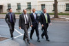 President Obama Communications Director Dan Pfeiffer David Axelrod And Robert Gibbs Walk To A News Conference In The Eisenhower Executive Office Building Dec. 22 2010. History - Item # VAREVCHISL027EC138
