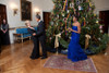 Kennedy Center Honoree Meryl Streep With President Barack Obama And First Lady Michelle Obama. In The Blue Room Of The White House Decorated For Christmas History - Item # VAREVCHISL039EC646