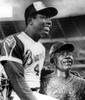 Hank Aaron Poses With Bust Of Himself On Eve Of Breaking Babe Ruth'S Career Home Run Record Of 714. Atlanta History - Item # VAREVCPBDHAAACS006