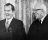 Nixon Presidency. Us President Richard Nixon With Chief Justice Of The Supreme Court Earl Warren History - Item # VAREVCPBDRINIEC092