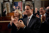 Senior Cabinet Members Applaud President Obama At The Capitol. L-R Sec. Of State Hillary Clinton Treasury Sec. Timothy Geithner And Defense Sec. Leon Panetta. Sept. 8 History - Item # VAREVCHISL040EC271