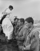 U.S. Marines And A Chaplain Celebrate Catholic Communion During The Battle Of Iwo Jima. World War 2. Feb. 19-March 26 History - Item # VAREVCHISL037EC041