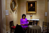 Michelle Obama Prepares Before Speaking At The Metropolitan Museum Of Art In New York City. Michelle Wears A Dress And Coat Of Purple Wool-Silk Blend From Isacc Mirahi'S Pre-Fall 2009 Collection. May 18 2009. History - Item # VAREVCHISL026EC038