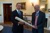President Barack Obama With Ernie Banks History - Item # VAREVCHISL039EC815