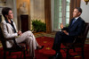 President Barack Obama Interviewed By Robin Roberts Of Abc'S 'Good Morning America' Tv Show. Cabinet Room Of The White House History - Item # VAREVCHISL039EC622