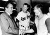President Richard Nixon Greets Washington Senators Catcher Jim French After Their Win Over The Brewers. Manager Ted Williams Is In Center. July 7 History - Item # VAREVCCSUA000CS530