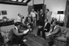 Menahem Begin And Anwar Sadat With Members Of The Israeli And Egyptian Delegation At Camp David. Such Cordiality Between Begain And Sadat Was Rare During In The 12 Day Marathon Summit Negotiations. Sept 5-17 1978. History - Item # VAREVCHISL029EC182