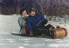 President George Bush Goes Sledding At Camp David With His Daughter Doro. Jan. 13 1991. History - Item # VAREVCHISL023EC194