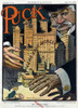 J.P. Morgan. Illustration Shows A Gigantic J. Pierpont Morgan Clutching To His Chest With His Right Arm Large New York City Buildings Labeled "Billion Dollar Bank Merger". 1910 History - Item # VAREVCHISL031EC303