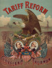 Democratic Campaign Poster For The 1888 Presidential Election Promising Tariff Reform. Portraits Of Incumbent President Grover Cleveland And Former Senator Allen Thurman Are Flanked By Crowds History - Item # VAREVCHISL045EC957