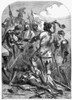 Battle Of Poitiers, 1356. /Nking John Ii Of France Surrenders To The Earl Of Warwick, Emissary Of Edward, Prince Of Wales, At The Battle Of Poitiers, 19 September 1356. Wood Engraving, English, 19Th Century. Poster Print by Granger Collection - Item