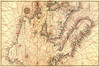 Portolan Map of Italy, Sicily, North Africa & the Mediterranean.  Done in 1544 by the Italian cartographer Battista Agnese.  Battista Agnese was a cartographer from the Republic of Genoa, who worked in the Venetian Republic. Poster Print by Battista