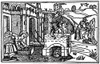 Yohevet Hiding Moses. /Nyohevet Places Her Infant, Moses, Into An Ark Of Bulrushes Upon The Waters Of The Nile River, Where He Is Found By Pharaoh'S Daughter (Exodus 2: 1-10). Woodcut From The Cologne Bible, 1478-80. Poster Print by Granger Collectio