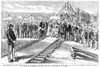 Railroading: Promontory Point./Nthe Joining Of The Central Pacific And The Union Pacific Railroads On May 10, 1869, At Promontory Point, Utah. Wood Engraving From A Contemporary American Newspaper. Poster Print by Granger Collection - Item # VARGRC00