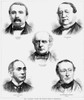 Alabama Claims Tribunal. /Nthe Representatives Of The Alabama Claims Tribunal, Jakob St_Mpfli, Federico Sclopis, Charles Francis Adams, Marcos Ant_Nio De Ara�jo And Alexander Cockburn. Engraving, 1872. Poster Print by Granger Collection - Item # VARG