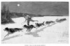 Canada: Fur Trade, 1892. /N'Huskie Dogs On The Frozen Highway.' A Canadian Fur Trapper And His Team Of Husky Dogs Pulling A Toboggan Loaded With Furs Across The Moonlit Snow. Wood Engraving, 1892, After Frederic Remington. Poster Print by Granger Col