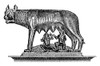 Capitoline Wolf. /Nbronze Sculpture Of A She-Wolf Suckling Twin Infants: The Legendary Founder Of Rome, Romulus And His Brother Remus. Possibly Etruscan, C480 Bc Or Possibly 13Th Century. Wood Engraving, French, 19Th Century. Poster Print by Granger