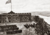 World War I: Fortress. /Namerican Flag Being Raised Over Fort Ehrenbreitstein, A German Fort On The Banks Of The Rhine Now Being Used As American Barracks In Rhineland-Palatinate, Germany. Photograph, C1919. Poster Print by Granger Collection - Item