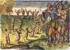 Native American Ceremony. /Nflorida Native Americans Consecrating The Skin Of A Stag To The Sun, While French Soldiers (Right) Observe The Ceremony. Line Engraving, 1591, By Theodor De Bry After A Drawing, 1564-65, By Jacques Le Moyne De Morgues. Pos