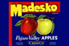 One bushel of apples from Watsonville, California.  Fruit and vegetable crates were stacked for transport all over the United States and to identify one brand from another the growers and pickers developed fancy labels for the sides of the boxes. Pos