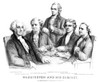 George Washington /N(1732-1799). First President Of The United States. Washington And His Cabinet. Left To Right: George Washington, Henry Knox, Alexander Hamilton, Thomas Jefferson And Edmund Randolph. Lithograph, 1876, By Currier & Ives. Poster Pri